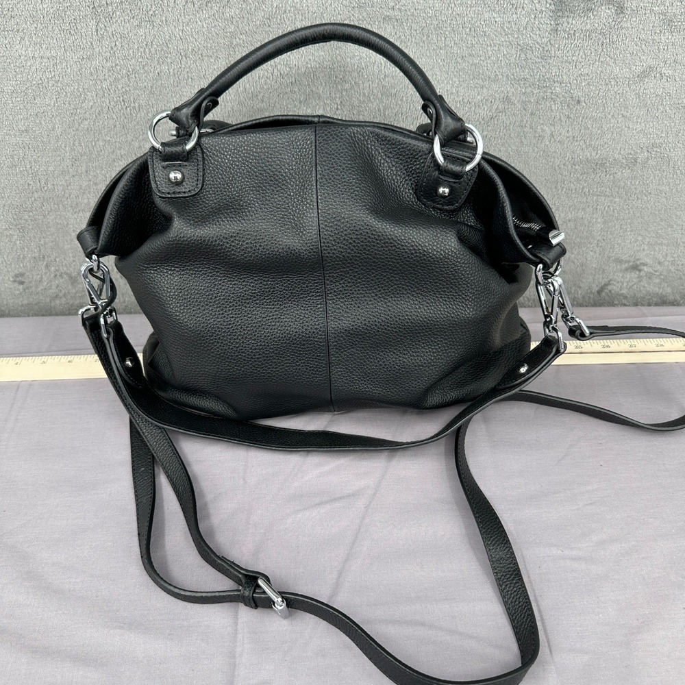 Kattee Satchel Bag Womens Medium Black Good Pebbled Leather Crossbody Tote - Picture 6 of 15